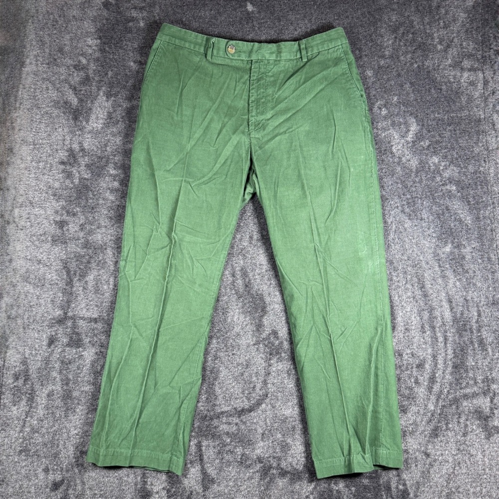 Vineyard Vines Harmon Pant Mens 38x30 Green Corduroy Straight Leg Chino Trousers